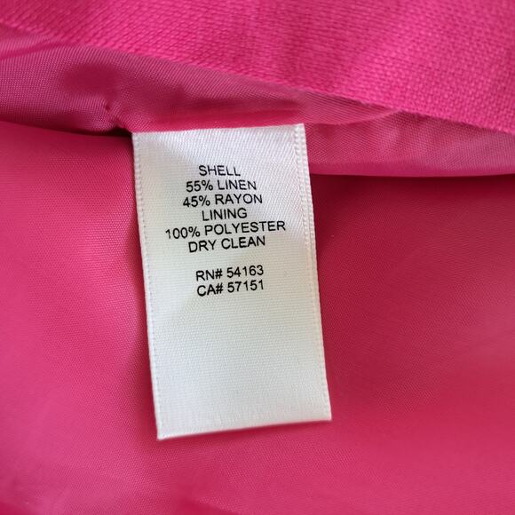 ELIZA J Hot Pink Linen Gold Lace Sleeveless Shift Dress Size 12 Preppy Party - Picture 10 of 10